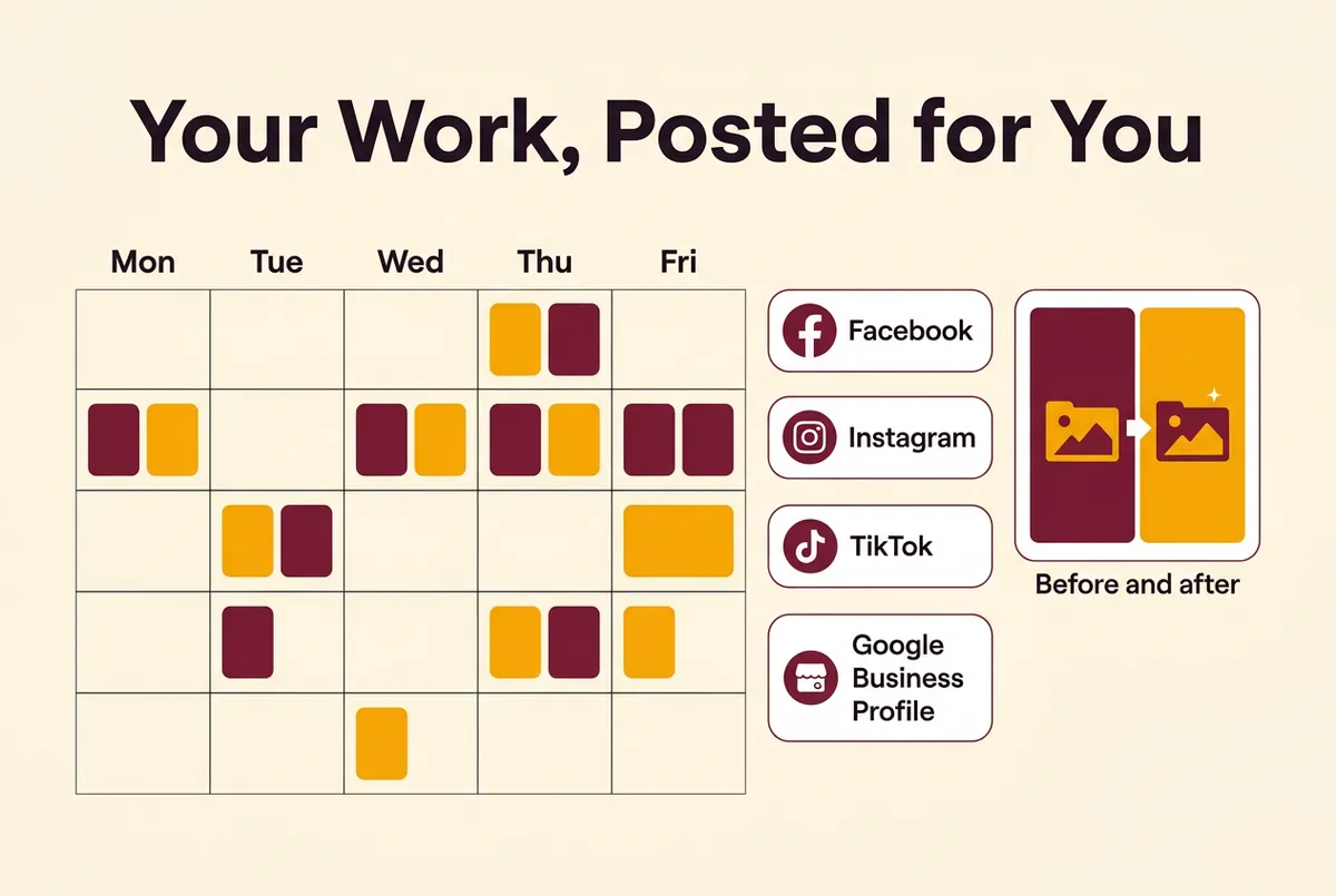 Automated clean before and after job showcase on social media feed